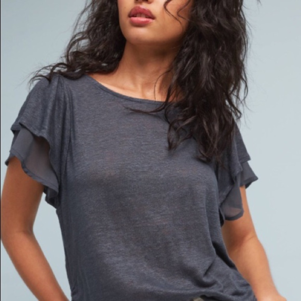 Anthropologie linen chiffon sleeve tee